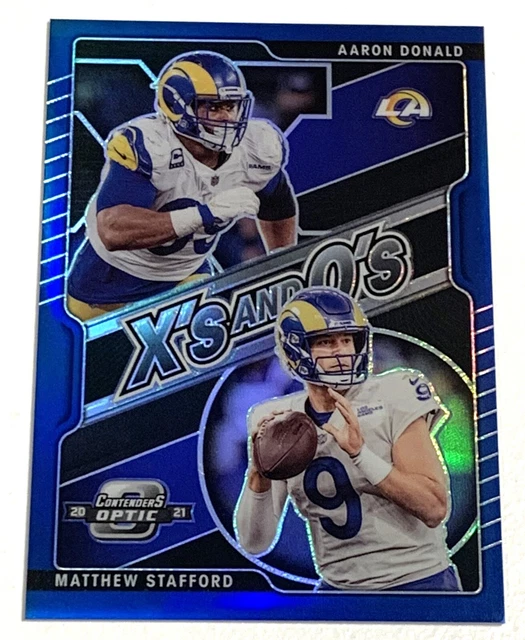 2021 Panini Contenders Optic Matthew Stafford, Aaron Donald X's And O's Blue /99