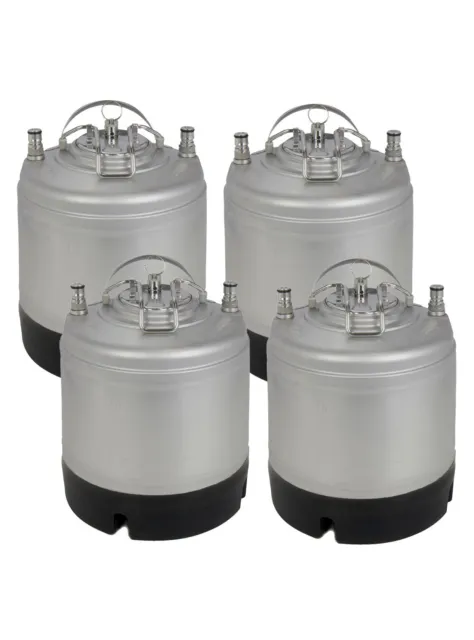 New Kegco 1.75 Gallon Home Brew Ball Lock Keg with Strap Handle - Set of 4