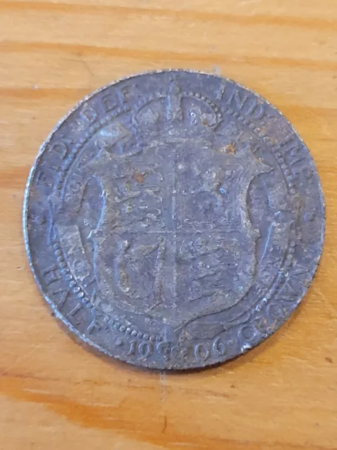 1906 King Edward VII Half-Crown 2/6 coin - Fine Silver .925 - Good F