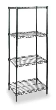 Zoro Select 2Kpk8 Wire Shelving Unit, 18"D X 24"W X 63"H, 4 Shelves, Black