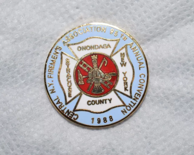 Central New York Vol Fire Assn Onondaga Co 1988 Convention 1" Metal Lapel Pin
