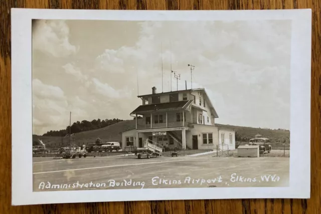 ELKINS, WEST VIRGINIA: Administration Bldg. View from Airport Tarmac, 1950s RPPC