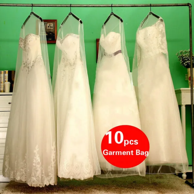 10 x abito da sposa abito da sposa abito da sposa borsa indumento antipolvere display a rete trasparente
