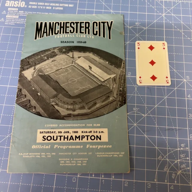 Football Programme Manchester City FC vs Southampton January 9th 1960 Div 1 (3D)