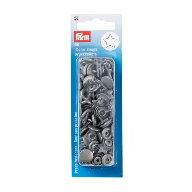 30 Prym Color Snaps silber grau Stern rund Prym 393245 Druckknöpfe 12,4 mm Star