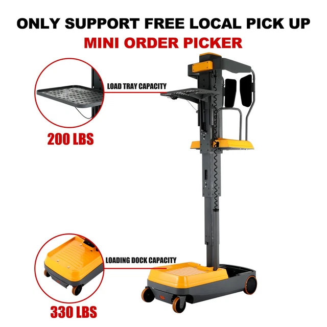GA Pickup Only-APOLLOLIFT Mini Order Picker 200lbs Load Tray W/ 118" Lift Height