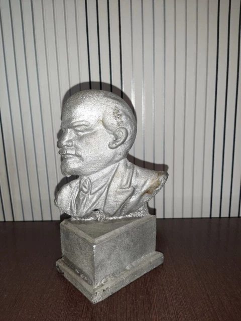 Vladimir Lenin Busto di metallo comunista URSS Statuetta russa Statua...