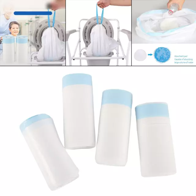 Commode Liners, Toilet Bags Disposable Large with Absorbent Pad for Travel