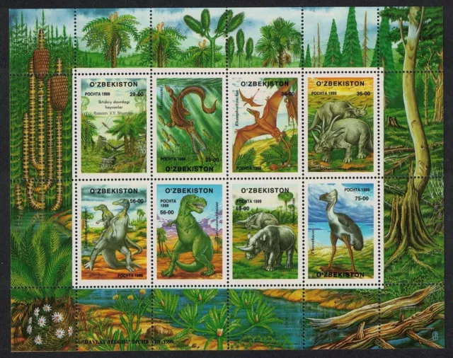 Uzbekistan Dinosaurs Prehistoric Animals 8v Sheetlet 1999 MNH SG#228-235
