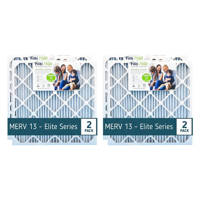 Filti 7500 16x2x25 Inch Pleated Home HVAC Furnace MERV 13 Air Filter (4 Pack)