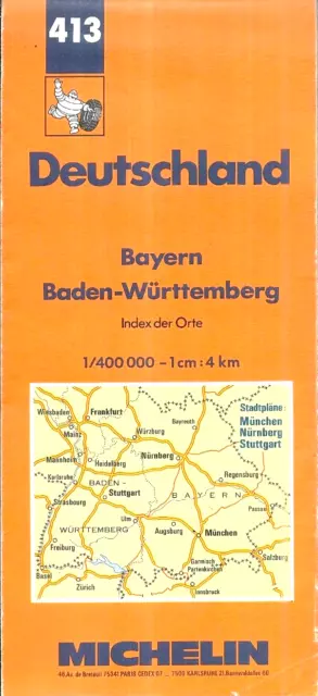 Michelin Map 413 DEUTSCHLAND Bayern, Baden-Wurttemburg