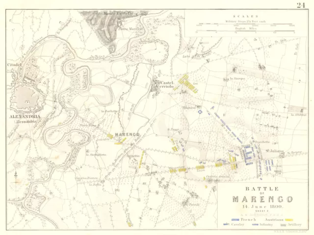 BATTLE OF MARENGO 14th June 1800. Sheet 2. Napoleonic Wars. Alessandria 1848 map