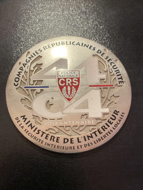 Médaille En Bronze Police Nationale / CRS Année 1944 - Vintage - Collection Militaire