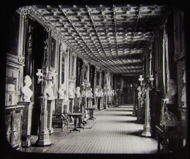 GWW Glas magische Laterne Rutsche WINDSOR CASTLE - ÖSTLICHES ENDE DES KORRIDORS C1890