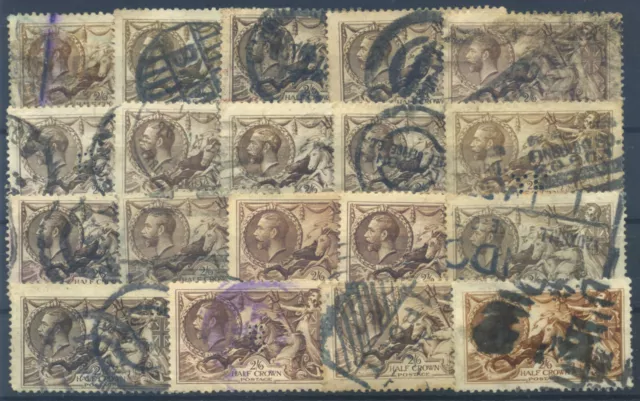 Great Britain 1913 Seahorse 2/6 S. 19 Used Stamps With Small Faults Offer!