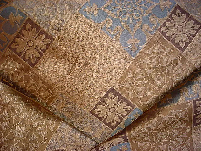 3Y Lee Jofa 28373 Silk Tiles Chocolate Spanish Floral Tile Upholstery Fabric