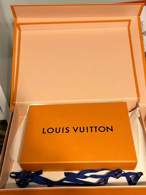 LARGE ORANGE LOUIS Vuitton Fold Over Magnetic Gift Box With Ribbon Handles  $20.00 - PicClick