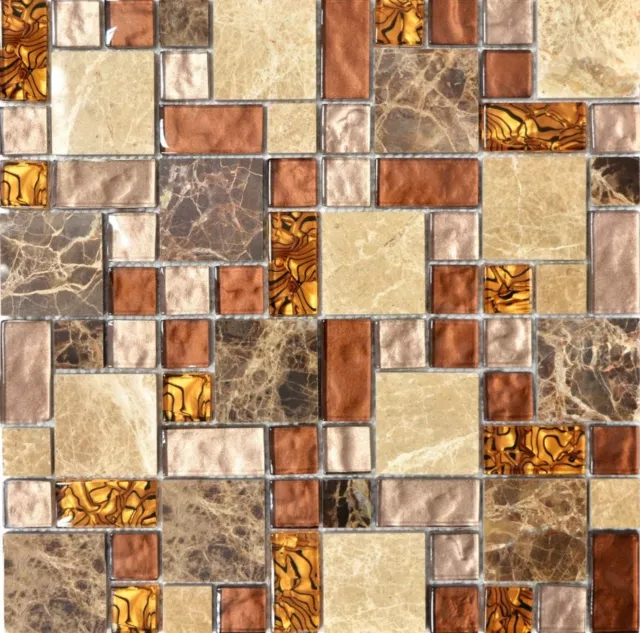 Pietra Naturale Mosaico IN Vetro Marmo Piastrelle Beige Braun Crema Arancione