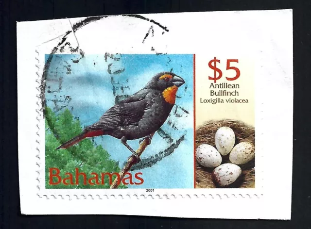 Bahamas 2001 Bird & Eggs $5 used on piece