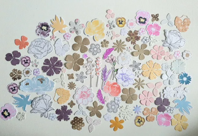 Lots 100 DIE CUTS Card toppers Paper Flowers Craft Scrapbooking Embellishments