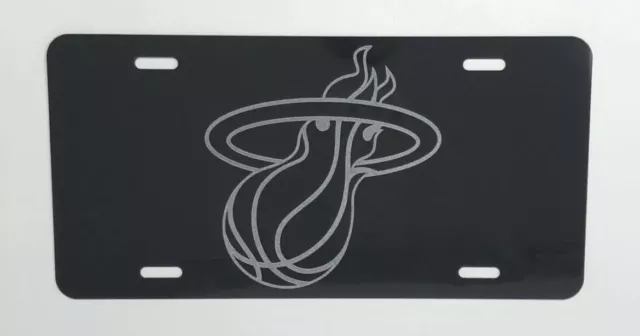 MIAMI HEAT LOGO 2 Car Tag Diamond Etched on Aluminum License Plate