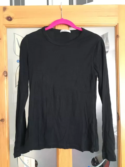 Marks And Spencer basic black long sleeved Top M&S T-shirt Top Tee UK 8 Stretch