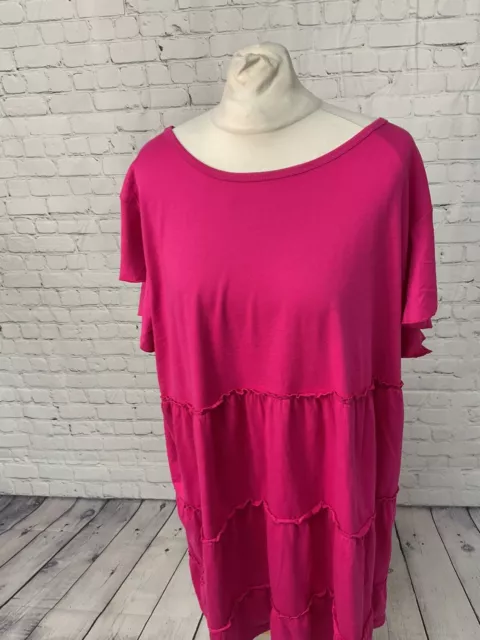 Pretty Secrets Pink Short Sleeve Round Neck Smock Top Women Size 24/26 (KL22)