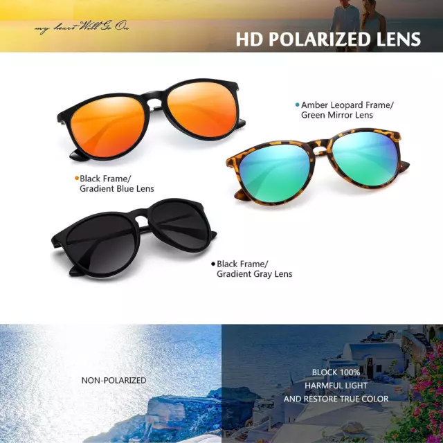 Sunglasses Womens Men Polarized UV Protection Trendy Vintage Retro round Mirrore 2