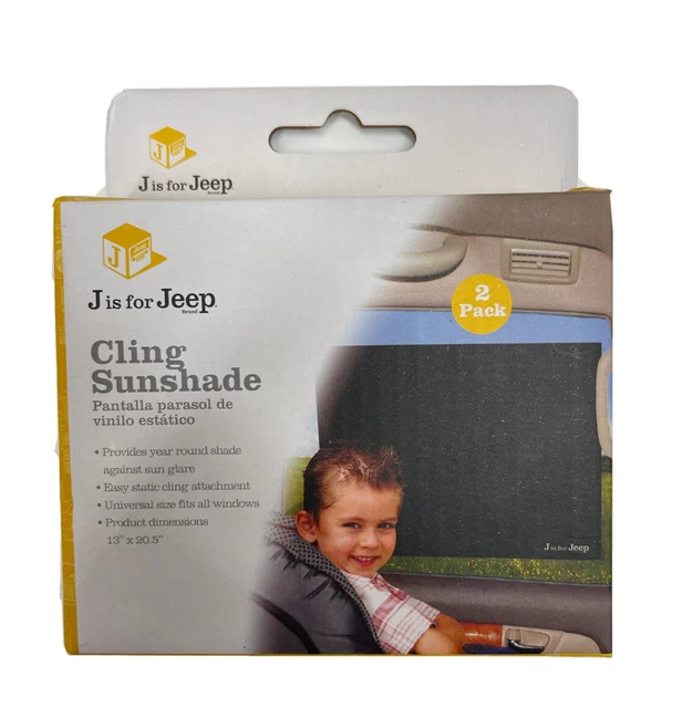 JEEP BRAND Car Sun Shade Static Cling Black UV Protection 2 PACK NEW FACTORY BOX