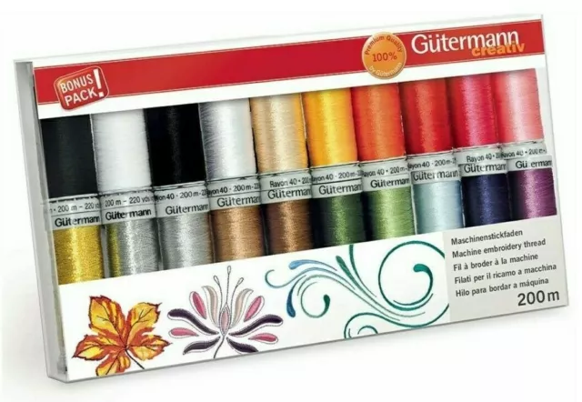 GUTERMANN CREATIV MACCHINA RICAMO RAYON 40 Set fili 20 Mulinelli x200m 734003-1