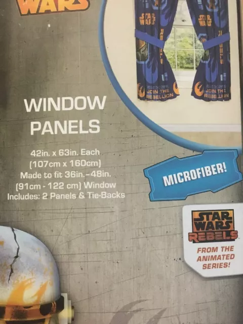 Star Wars Rebels Blue 63” Drapery/Curtain 4pc Set (2 Panels, 2 Tie backs) -