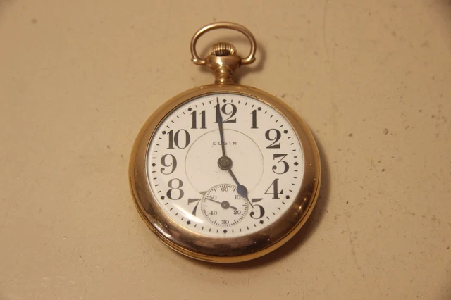 Orologio Da Tasca Elgin Placcato Oro Funzionante Made In Usa