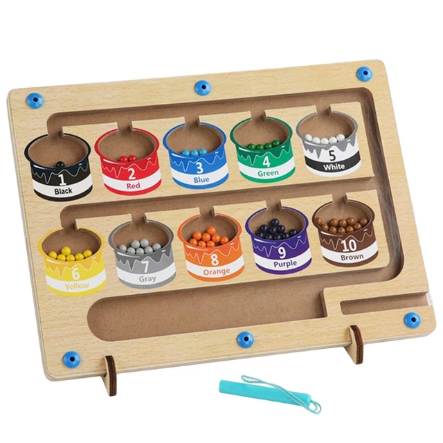 COLOR SORTING Board Wooden Counting Learning Game For Kids