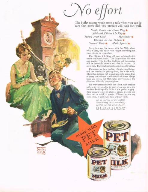 1920s BIG Vintage Pet Milk William Meade Prince Man Womens Fashion Art Print Ad