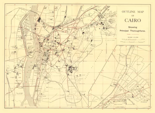 1940 Map of Cairo Egypt Africa African Egyptian Decor Poster Print