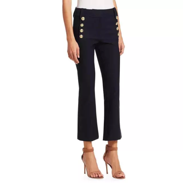 New Derek Lam Robertson Crop Flare Sailor Golden Button Black Pants 2