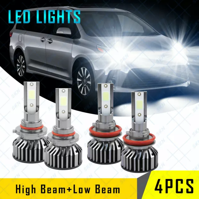 Combo LED Headlight Bulbs 6000K for TOYOTA Sienna 2011-2019 High Low Beam White