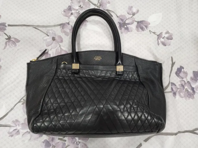 Vince Camuto Darcy - Quilted Structured Black Bubble Lamb Leather Satchel Bag