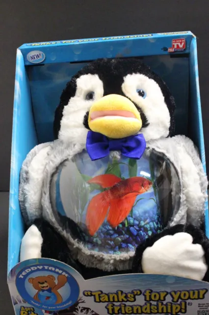 1 Teddytank Charming Penguin Betta Fish Bowl Snacks Coins Toys Nib