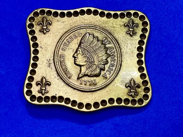 INDIAN HEAD PENNY COIN COLLECTORS DESIGN WESTERN BELT BUCKLE by SiSi Amber