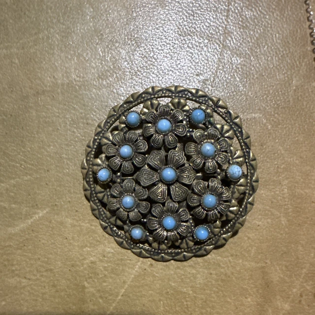 Broche Vintage Métal Doré Style Baroque - Occasion