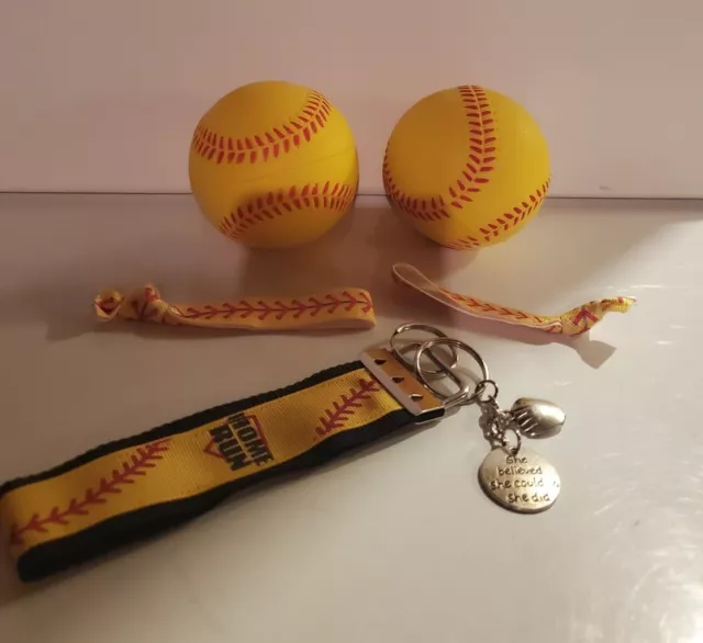 Softball Foam Balls, Bracelets, and a Keychain