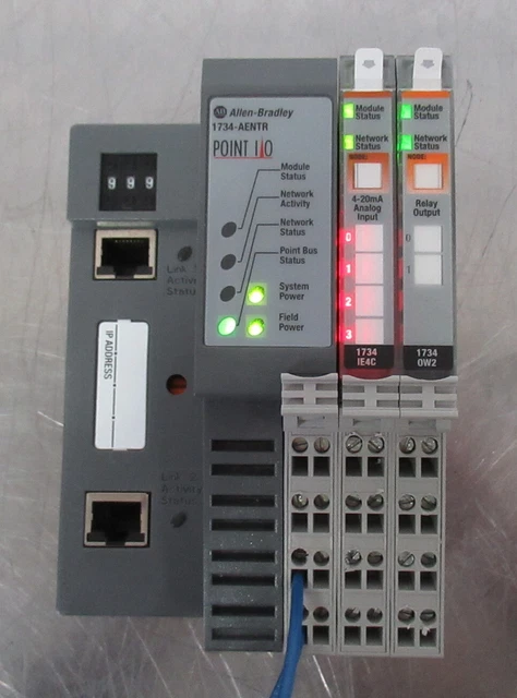 T186993 Allen-Bradley 1734-AENTR Network Adapter w/ 1734-IE4C, 1734-0W2 Modules