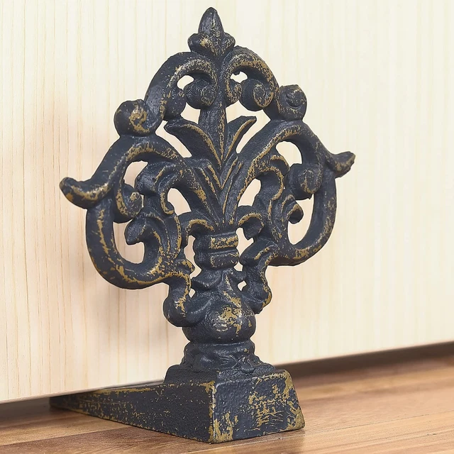 Cast Iron Door Stop Fleur De Lis Decorative Door Stopper Wedge for Bottom of Doo