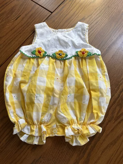 vtg baby togs 3-6 months girls sunflower bubble romper
