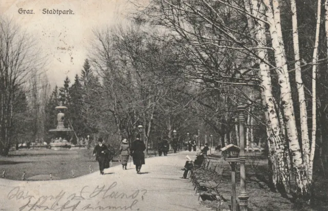 AK - PK, Graz, Steiermark, Spaziergänger im Stadtpark, gel.1915