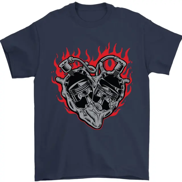 T-shirt da uomo moto Biker Heart 100% cotone