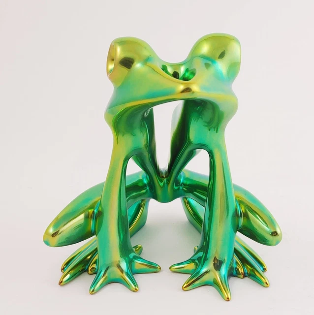 Large Zsolnay Green Eosin Frog Figurine Art Deco Frog Large Zsolnay Green Eosin Frog Figurine Art Deco Frog