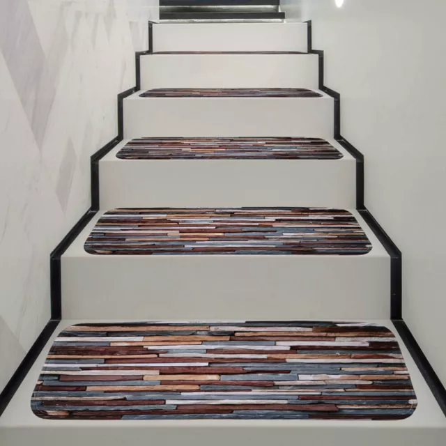 5pcs Non-slip Stair Carpet Treads Washable Stair Tread Mat with Adhesive Tape