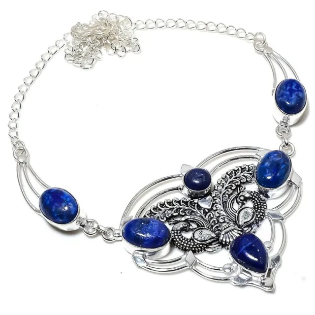 Lapis Lazuli Gemstone Handmade 925 Sterling Silver Jewelry Necklaces Sz 18"